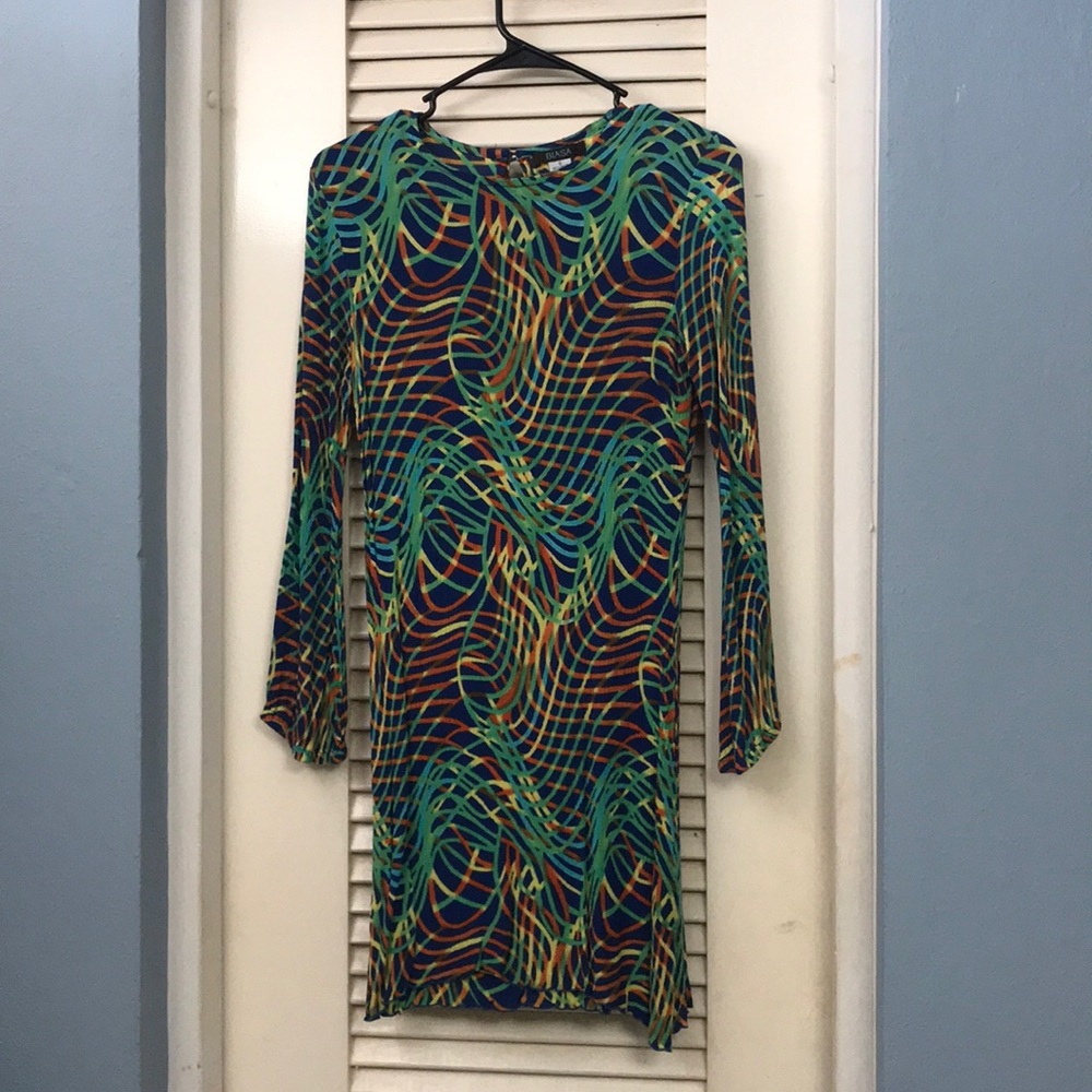 Biasa print long sleeve mini dress small